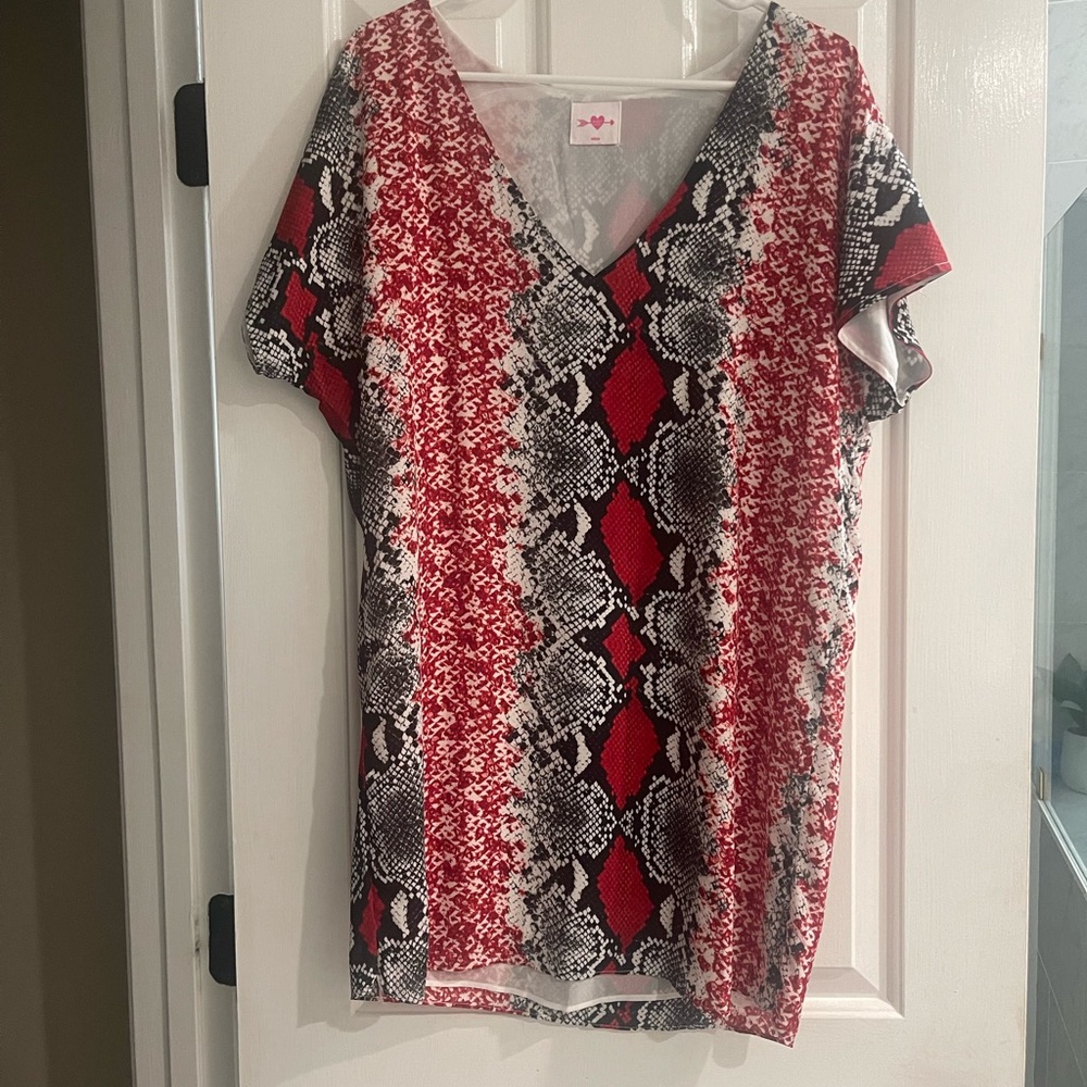 Buddy love red and black snake skin shift dress
